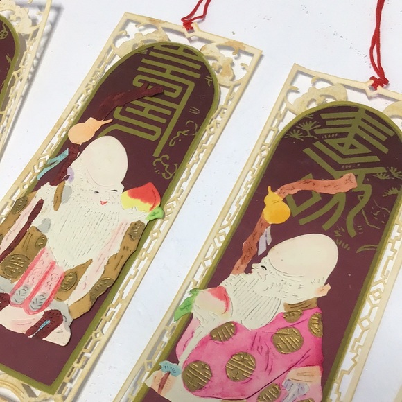 Antique Japanese handmade bookmark set satin boxed paper art box of 6 crafted - Picture 5 of 14